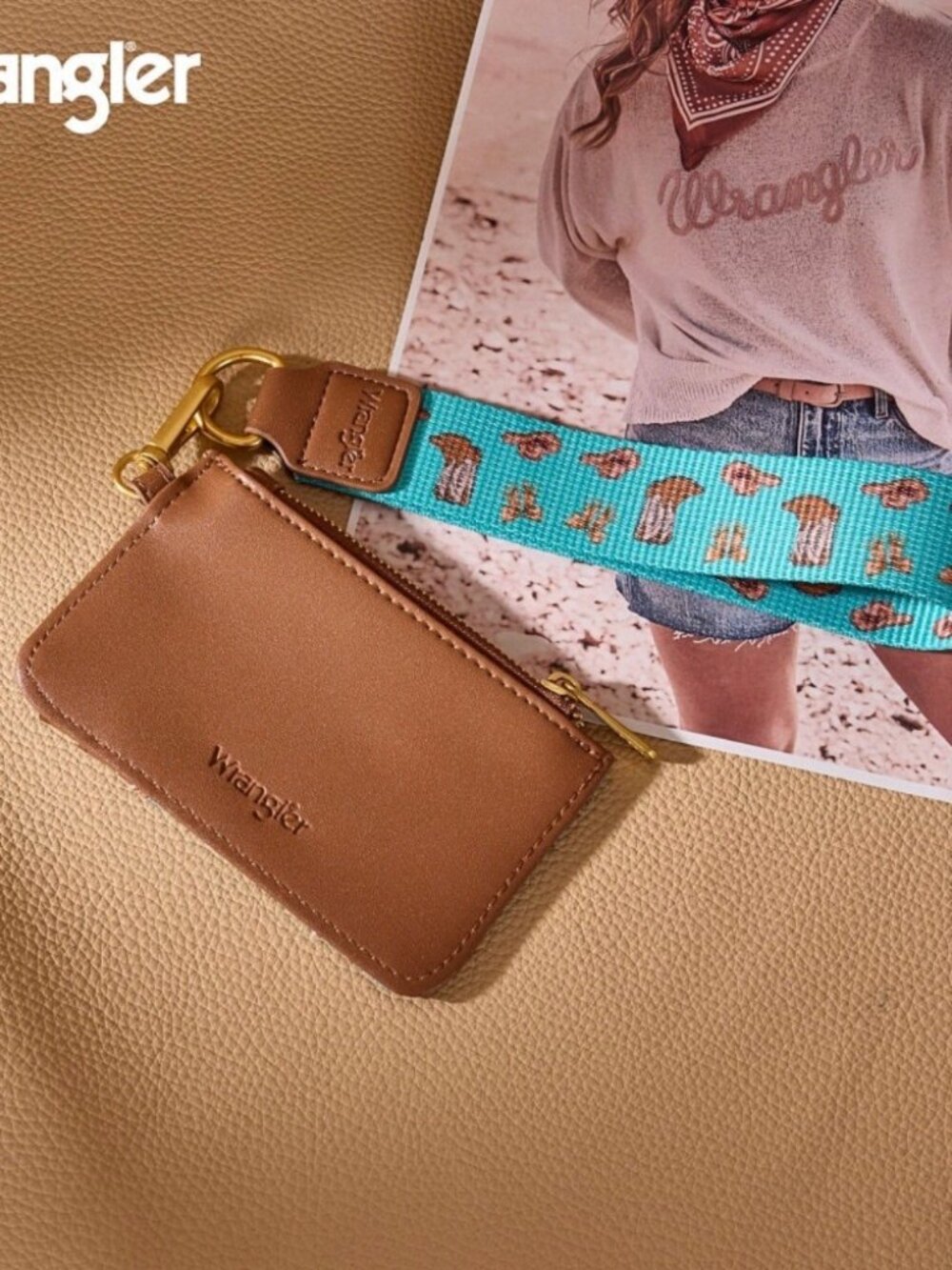 Wrangler Western Print RFID Blocking Wallet Turquoise - Picture 3 of 5